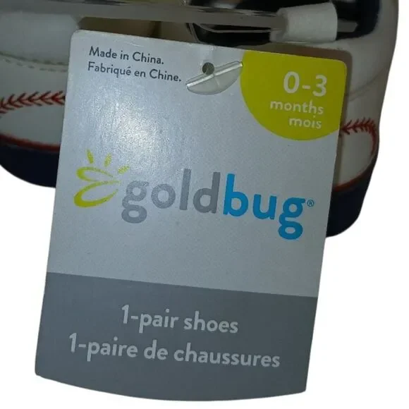 Goldbug Baby Boy New w/Tags Baseball Easy Close Sneakers, 0-3 Months - Picture 5 of 5
